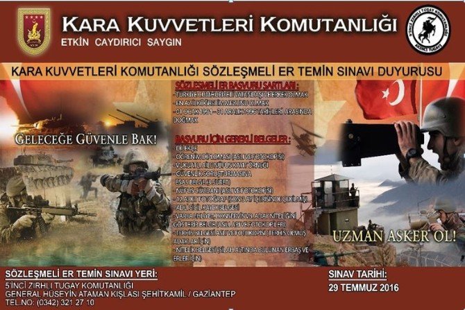 Sözleşmeli er ve erbaş başvurusu için gereken koşullar açıklandı