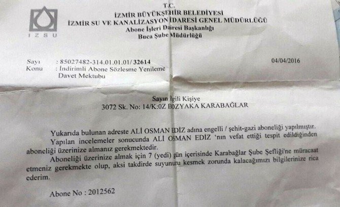Yaşayan Vatandaşı Öldüren İzsu, Hatasını Kabul Etti: "Sehven Yazılmıştır"