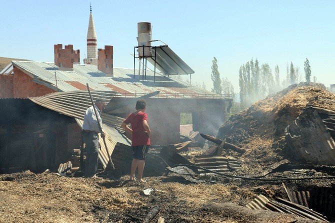 Köyde yangın: 3 ahır, 2 samanlık ve köy konağı kül oldu