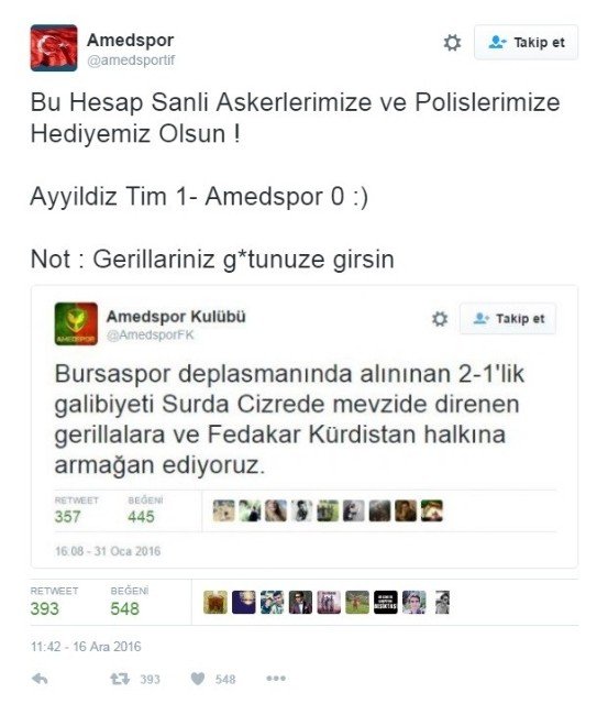 Ayııldız Tim, Amedspor’un Twitter hesabını ele geçirdi